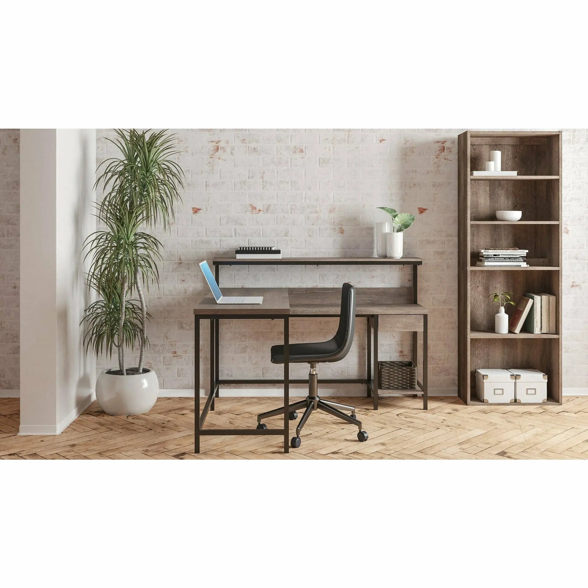 Arlenbry L-Desk with Storage OFFICE