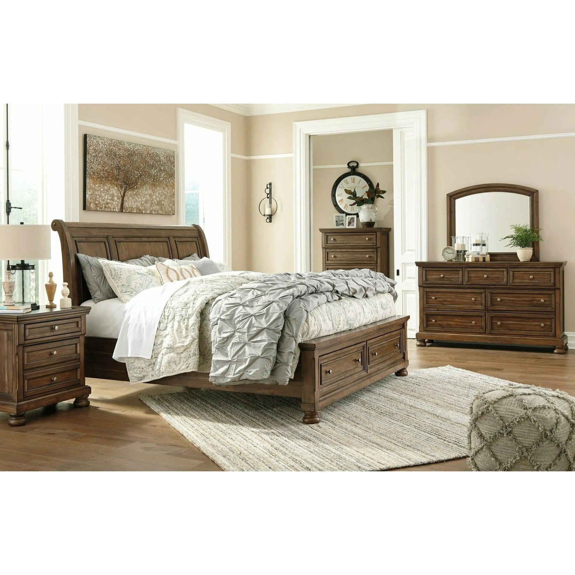 Flynnter Package - Aus King Sleigh Bed with 2 Storage Drawers BED