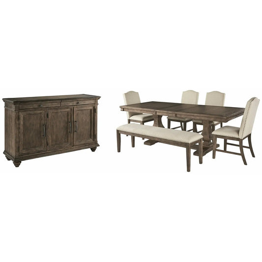 Johnelle Dining Table and 4 Chairs and Bench with Storage Ashley Furniture HomeStore
